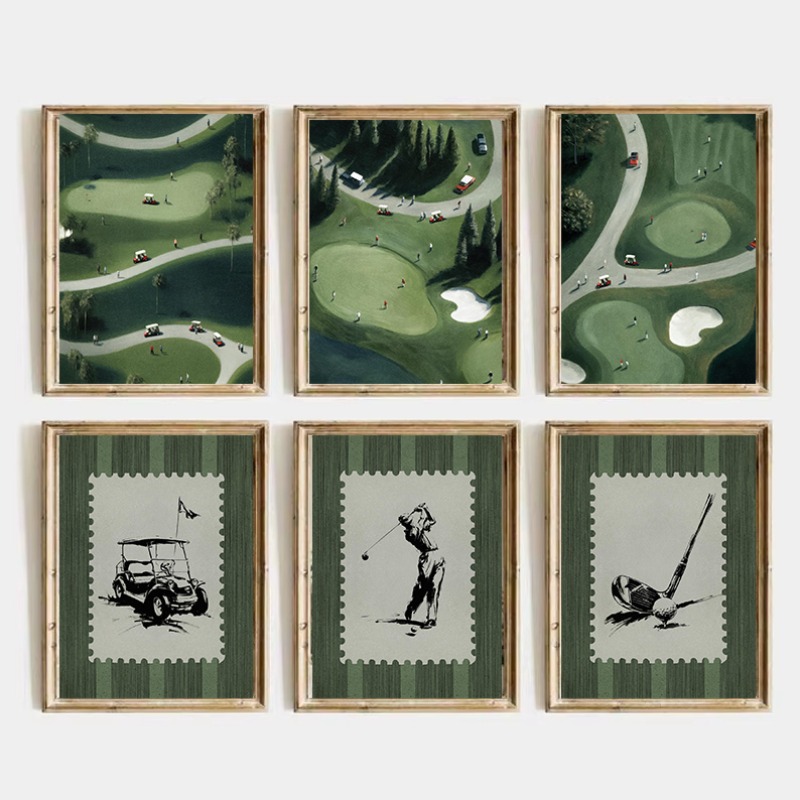 Resin Art Course - Vintage Golf Course Poster Retro Abstract