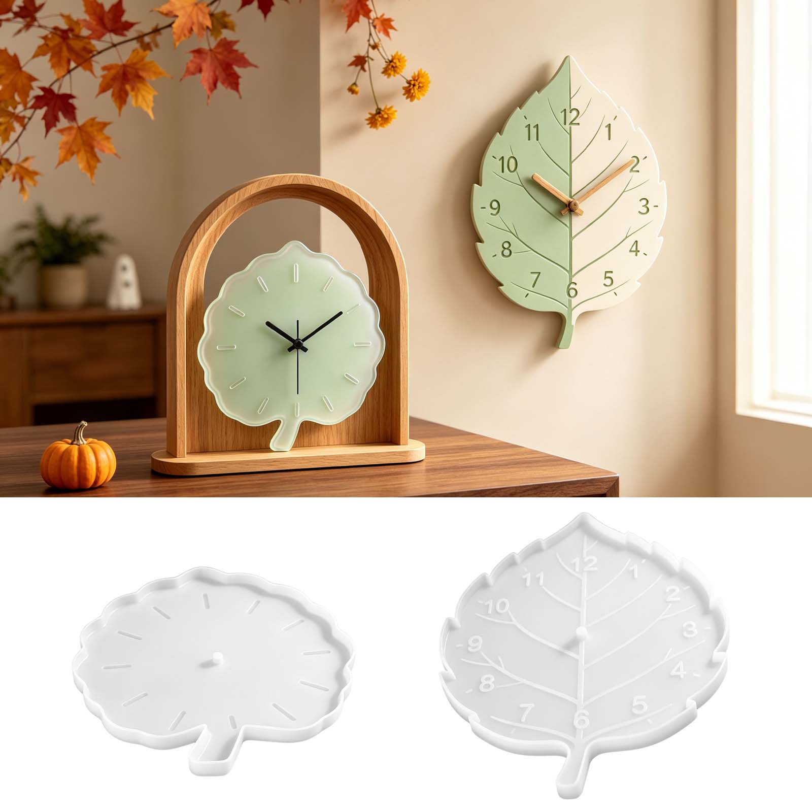 Resin Art Wall Clock - Clock Silicone Molds Leaf Vein Texture