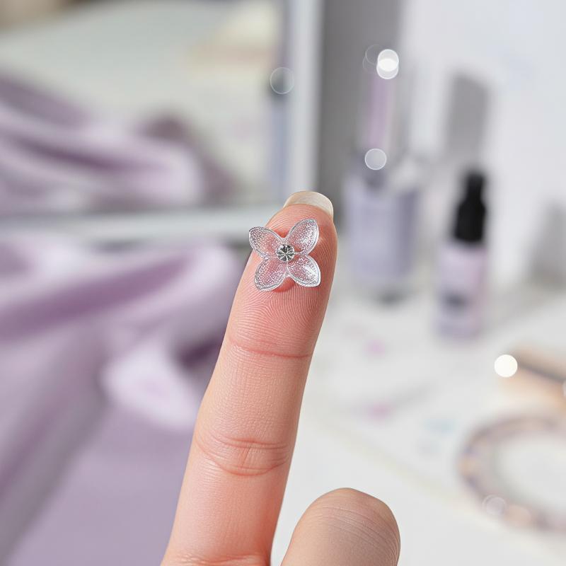 Resin Art Using Flowers - 3D Rhinestone Butterfly Flower Nail Art