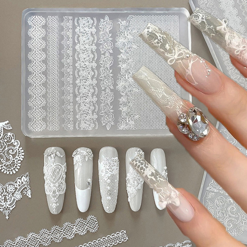 1pc Lace 3D Silicone Nail Mold - đánh giá và giá Resin Art Templates Free