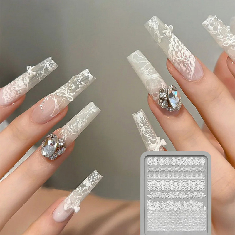 1pc Lace 3D Silicone Nail Mold - đánh giá và giá Resin Art Templates Free