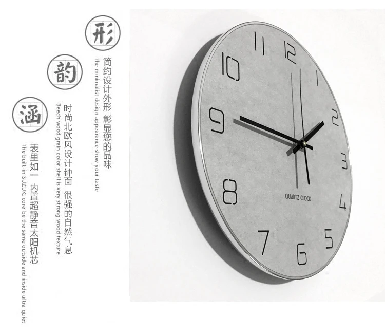 Grey Round Wall Clock Modern D - đánh giá và giá Resin Art Wall Clock