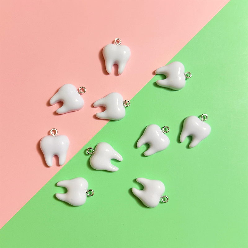 10pcs Cute White Teeth Resin P - đánh giá và giá Resin Art Jewellery Kit
