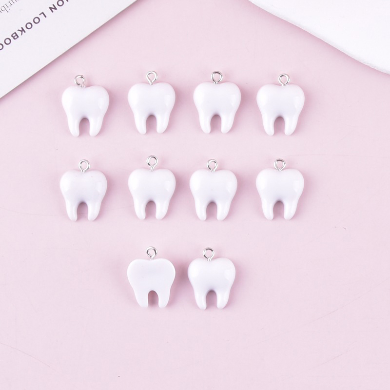 10pcs Cute White Teeth Resin P - đánh giá và giá Resin Art Jewellery Kit