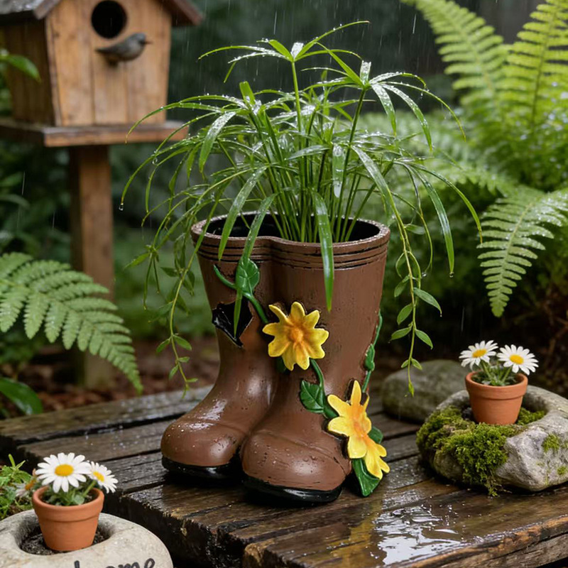 Pastoral Rain Boot Shaped Vase - đánh giá và giá Resin Art Unique Ideas