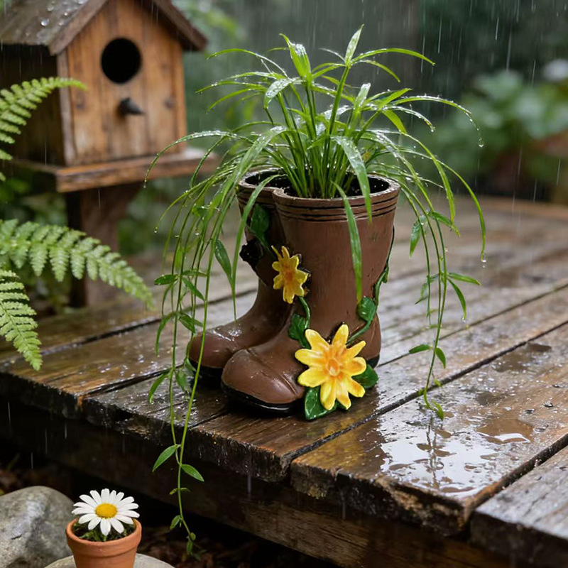 Pastoral Rain Boot Shaped Vase - đánh giá và giá Resin Art Unique Ideas