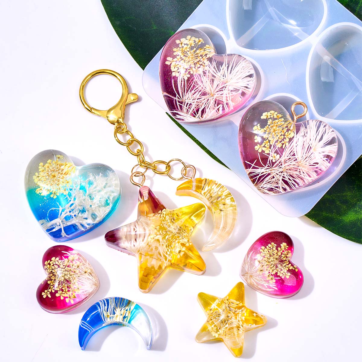 Heart Star Moon Pendant Silico - đánh giá và giá Resin Art Letters