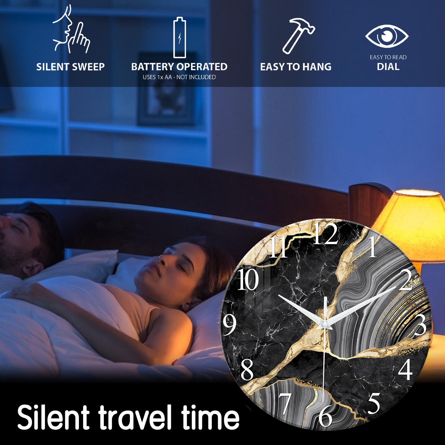 1pc 12-inch Modern Tempered Gl - đánh giá và giá Resin Art Wall Clock