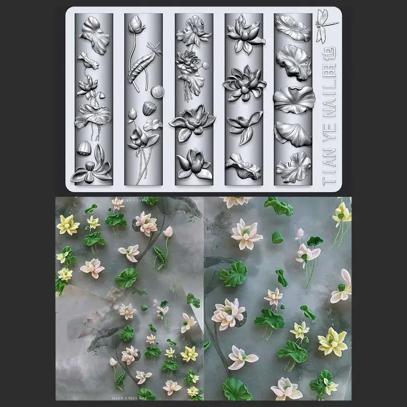 Flowers Series 3D Curved Nail  - đánh giá và giá Resin Art Templates Free