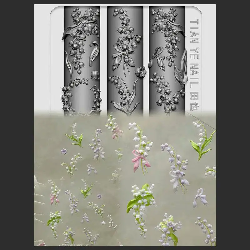 Flowers Series 3D Curved Nail  - đánh giá và giá Resin Art Templates Free