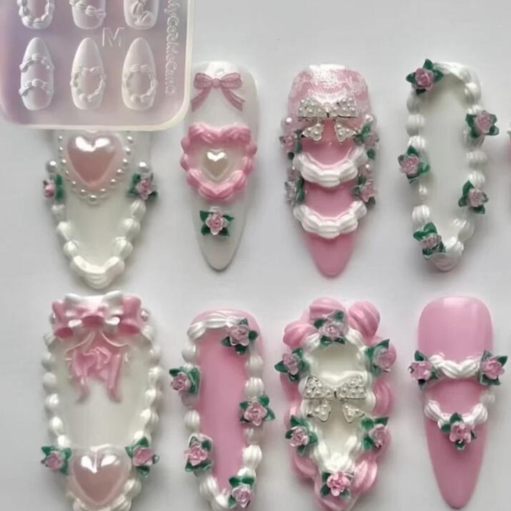 1pc 3D French Cream Nail Art S - đánh giá và giá Resin Art Templates Free