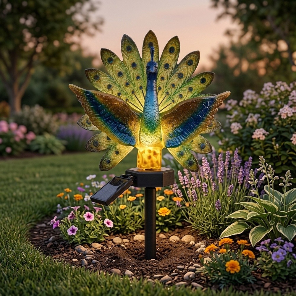 Resin Solar Peacock Garden Art - đánh giá và giá Resin Art Design