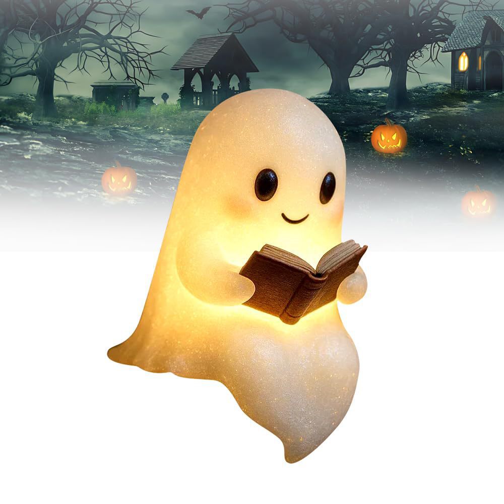 New Cute Ghost Reading Book La - đánh giá và giá Resin Art Lamp