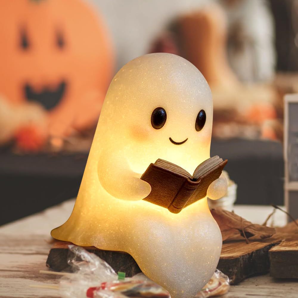 New Cute Ghost Reading Book La - đánh giá và giá Resin Art Lamp