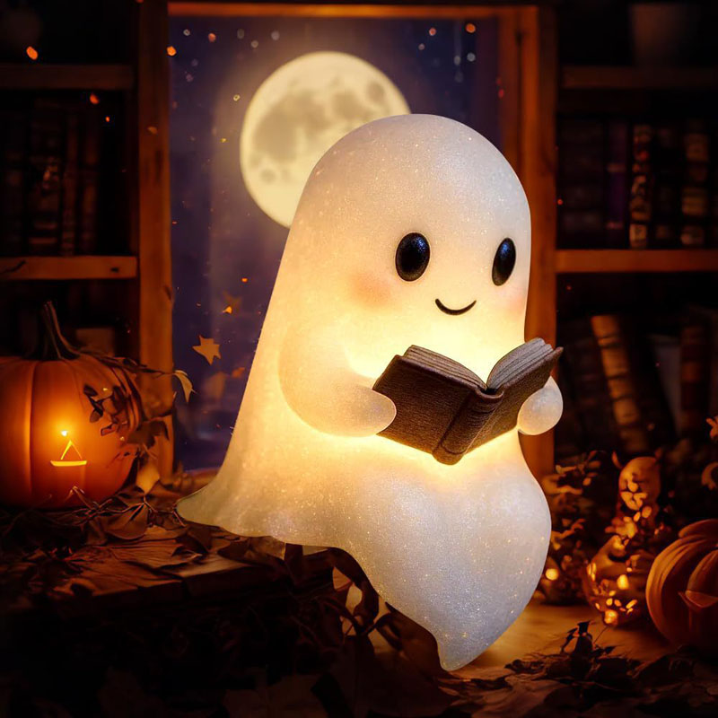 New Cute Ghost Reading Book La - đánh giá và giá Resin Art Lamp