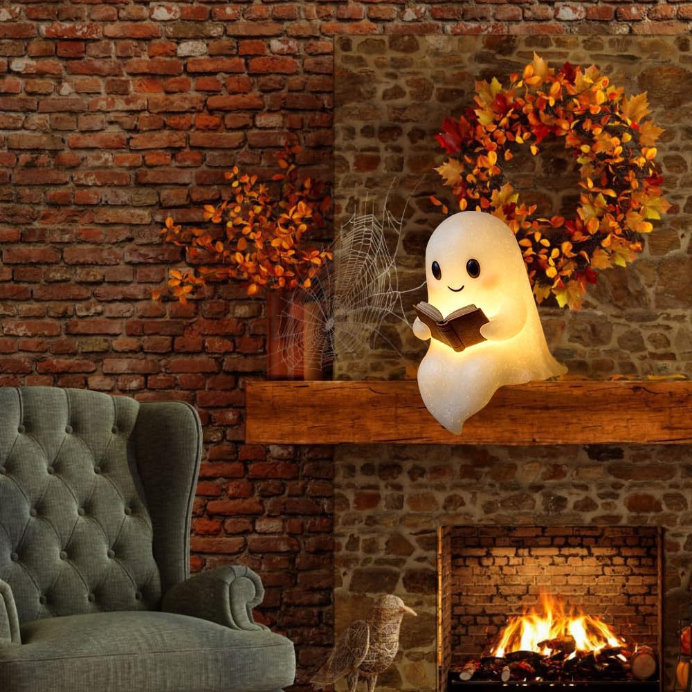 New Cute Ghost Reading Book La - đánh giá và giá Resin Art Lamp
