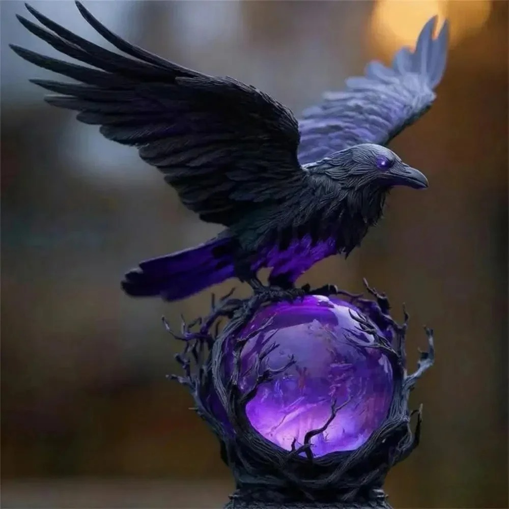 Gothic Raven LED Lamp Sculptur - đánh giá và giá Resin Art Lamp